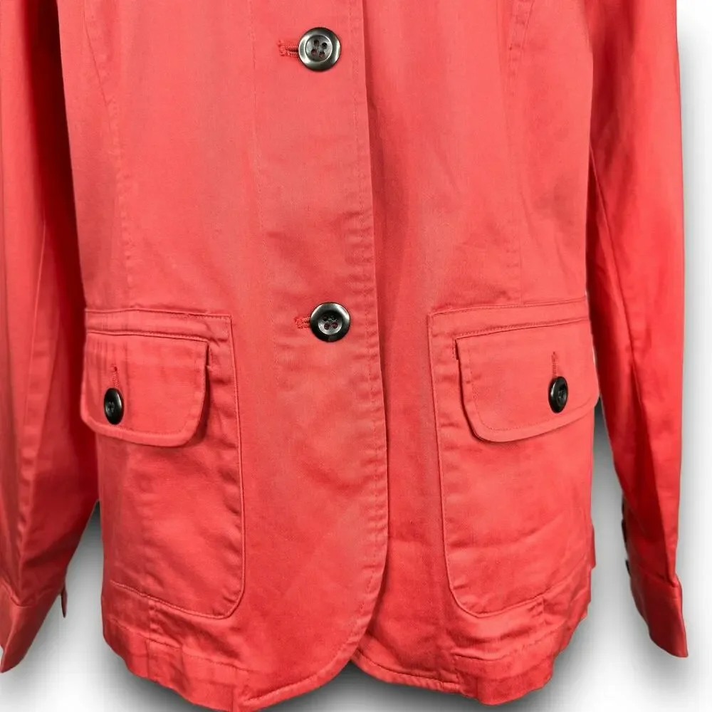 Additions by Chicos Lightweight Jacket Button Front Spring Coral Color Size 12